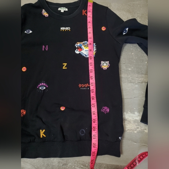 Kenzo Black Long Sleeves Crewneck Sweater with Printed Details. Embroidered. S. - Picture 6 of 13